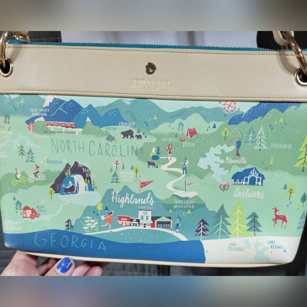 Spartina 449 Crossbody Bag with North Carolina Map Design